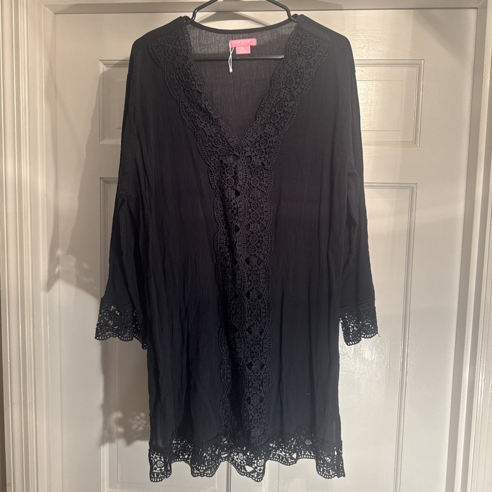 Isaac Mizrahi Women's Swimsuit Cover Up Black Size XL Cotton